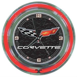 Corvette C6 14 Neon Duvar Saati, Siyah