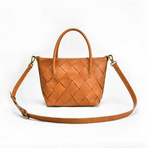 Abottegas Vneta Jodie Mini Teen Teen Intrecciato Designer Tote Woven Handheld Bag Tanned Head Layer Cowhide Handmade One Shourdeld Crossbody for Women