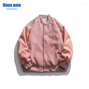 Giacche da uomo Moda di strada di alta qualità Decorazione Giuntura Giacca da baseball stampata in acciaio Hip Hop Coppia allentata vintage Top casual