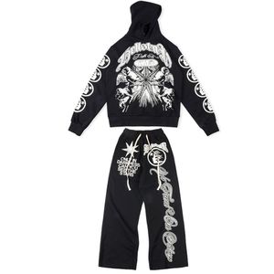 Hellstar Studios Victory Sports Suit Sweatshirt Pants Tracksuit 유럽계 미국인 트렌드 패션 스트리트웨어 풀 오버 느슨