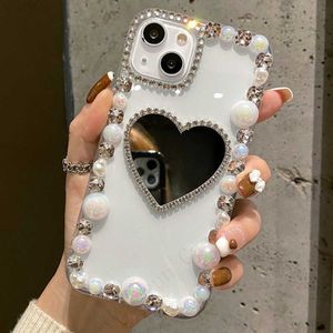 Cell Phone Cases Bling Diamond Mirror Laser Pearl TPU Phone Case For Samsung S23 S22 S21 S20 FE Ultra Plus + Note 10 20 Pro A52 A72 A73 A53 A54 L230731