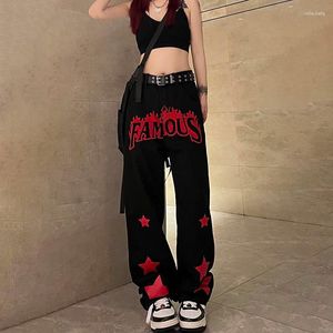 Jeans da donna stile americano Hip Hop Y2k Baggy Women Star Pattern stampato lettere Graffiti pantaloni vintage a vita alta pantaloni larghi