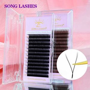 False Eyelashes SONG LASHES New Premade Fans YY Shape Black Brown Eyelash Extension Two Tips CD Curl High Quality Fans x0802