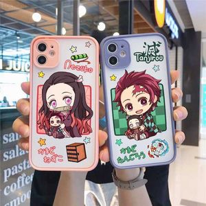 Mobiltelefonfodral anime demon slayer telefonfodral för iPhone 14 13 12 11 pro max mini xs x xr se 7 8 plus fundas kimetsu no yaiba clear soft cover l230731