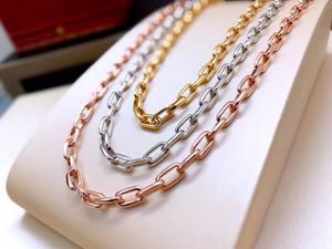 Santos necklace 22 inches LOVE bangl Couple Necklace Thick Gold Plated 18K for man designer T0P quality official reproductions designer jewelry exquisite