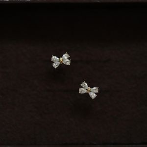 Stud Korean Sweet Four Shiny Zircon Bow Earrings for Women Girl 925 Sterling Silver Temperament Jewelry 230801