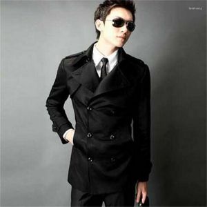 Męskie okopy płaszcze wiosna i jesienne Slim Sexy Coat Men średnie długie płaszczowe długie rękawy męskie odzież biznesowa moda Koreańska Koreańska
