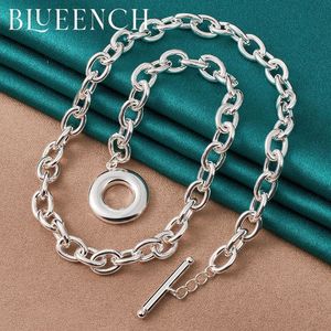 Strängar strängar Blueench 925 Sterling Silver Simple Thick Chain OT Buckle Necklace For Women Proposal Wedding Fashion Charm smycken 230801