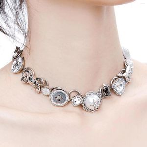 Choker Pearl-Embellished Charm Chocker Necklace Chain Sweater For Woman Y2K Style