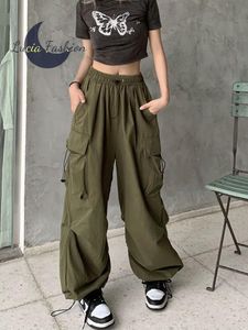 Women s Pants s Y2K Streetwear Vintage Chic Cargo for Women High Eleastic Waist Wide Leg Straight Touser Punk Female Joggers Trousers 230801