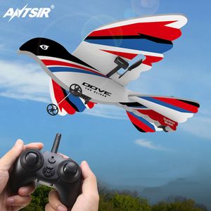 Aircraft Modle RC Airplane 2 4G 2CH Remote Control Glider Fixed Wing Hand Throw EPP Foam Plane LED Kids Toys Gifts 230801