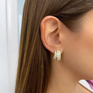 Hoop Earrings Luxury Bling 5A Cubic Zirconia Rectangle CZ Cross Huggie Earring Classic Trendy Geometric Women Out Jewelry