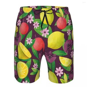 Men's Shorts Quick Dry Swimwear Beach Board Short For Man Watercolor Fruit Floral Swimming Trunk