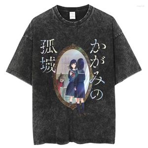 Herren T-Shirts Lonely Castle In The Mirror Anime T-Shirts Vintage Washed Graphic Übergroße Streetwear Manga Kurzarm Tops T-Shirts