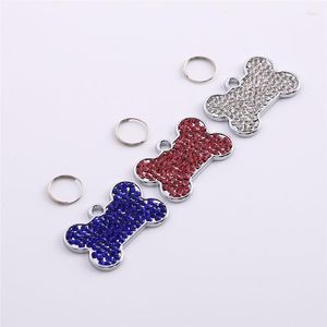 Dog Apparel Rhinestone Tag Crystal Bone Shaped Charms For Collars Jewelry Pendant Accessories Pet Products