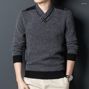 Męskie swetry kaszmirowe mieszanka Turtleeck Sweater z dekoltem w V-dec 2023 Najnowsze jesień/zima kolekcja premium wełniana odzież męska ubrania męskie