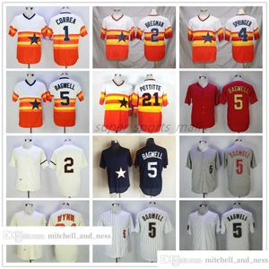 Vintage Movie Baseball trägt Trikot 5 Jeff Bagwell 1 Carlos Correa 2 Alex Bregman 4 George Springer 21 Andy Pettitte 24 Jimmy Wynn 1980 2006 Männer Frauen Jugend Größe S--XXXL