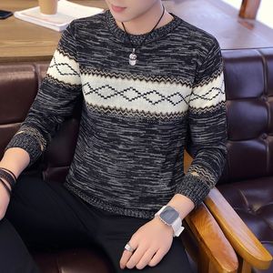 Men s Sweaters Spring and Autumn Thin Elastic Crew Neck Pullover Personality Stripe Colorblock Fashion British Style Sweater 230802