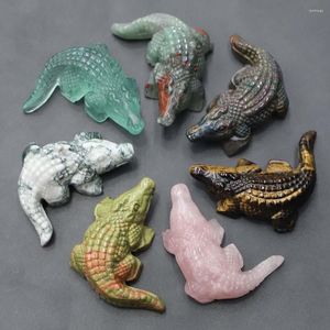 Pendant Necklaces High Quality Natural Crystal Healing Stones Crocodile Statue Carved Crafts Ornaments Jewelry Trinket Fashion Decoration