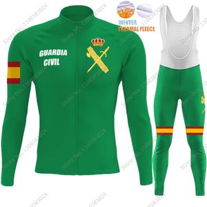 Camisa Ciclismo Conjunto Verde Guarda Civil 2023 Conjunto Roupas Inverno Masculino Bicicleta Estrada Térmica Terno MTB Maillot Ropa Ciclismo 230801