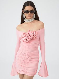 Повседневные платья High Street Последние 2024 модная звезда дизайнер -дизайнерский женский флэш -рукав 3D цветы склад