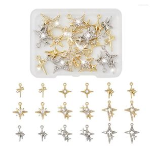 Pendant Necklaces 18Pcs Brass Micro Pace Clear Cubic Zirconia Pendants 9 Style Star Charms For DIY Handmade Jewelry Making Necklace