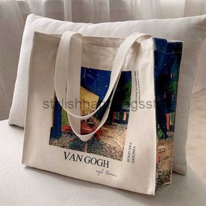 Totes Poetry Life Van Gogh Cafe Classic Thick Cotton Canvas Bag Pop Style dragkedja en axel shopping handbagstylishhandbagsstore