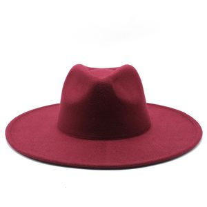 Chapéus de aba larga balde estilo britânico lã de inverno sólida boné fedoras clássico masculino feminino chapéu panamá jazz grande branco amarelo fedoras 230801