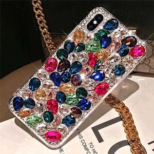 Cep Telefon Kılıfları Bling Bling Crystal Elmas Rhinestone 3D Renkli Taşlar İPhone 14 için arka kapak 11 12 13 Mini Pro Max XR X 7 8 6 Plus L230731