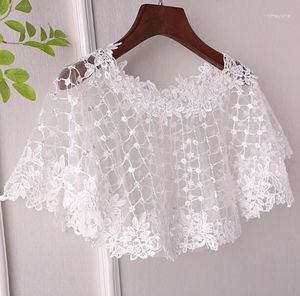 Scarves Women's White Mesh Pashmina Female Summer Sunscreen Lace Shawl Cloak R2153