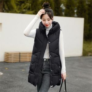 Frauen Westen Mit Kapuze Top Baumwolle Weste Frauen Lange Herbst Winter Jacke 2023 Koreanische Version Slim Down Jacken Warme Weste