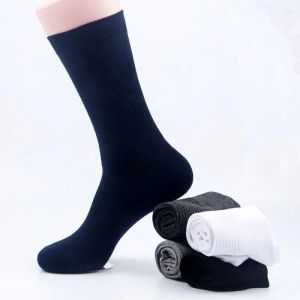 Men's Socks Black White Men's Solid Color 100 Cotton Long Mens Casual Dress Men Business Breathable Soks Sox Male