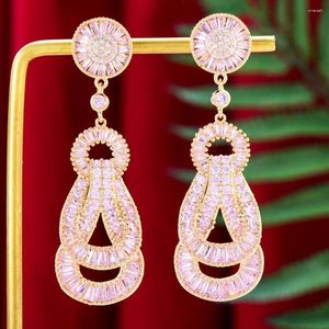 Brincos pendentes GODKI primavera na moda multicoloridos para festa de casamento feminina Dubai joias nupciais Boucle D'oreille presente feminino 2023