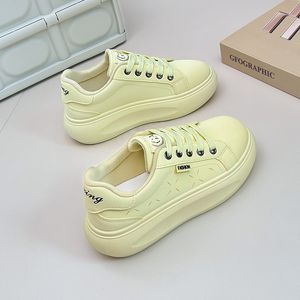Women Woman Casual Fashion Leather Platform Top Designer Shoes Sneakers Girls Beige Yellow Grey Outdoor Womens Lace Flat Sports Trainers Shoe Size 36-41 s