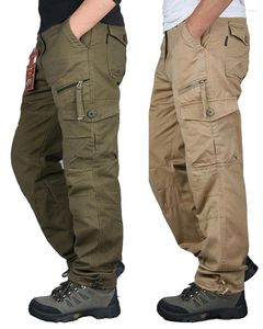 Erkekler Pantolon 2023 Kargo Erkekler Çarşamba Çok Pocket Taktik Askeri Ordusu Düz Poşetler Pantolonlar Tulumları Fermuar