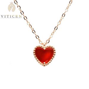 Pendant Necklaces 18k Gold Heart Au75018k Rose Red Onyx Stone Necklace For Wife Girlfriend Valentines Day Gift Exquisite Jewelry 230801