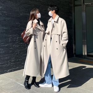 Men's Trench Coats Spring Autumn Over Knee Long Coat Men High Sense Double Breasted Trend Loose