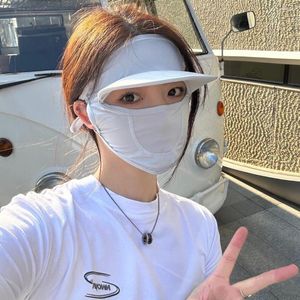 サイクリングキャップサマーアウトドアサンプルーフマスクサンバイザーの女性ハイキングランニングハット再利用可能なアイスシルク通気性