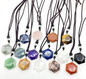 Pendant Necklaces Natural Gem Stone Quartz Crystal Fluorite Aventurine Star Of David Charms For DIY Jewelry Making Necklace Men Women 1pcs