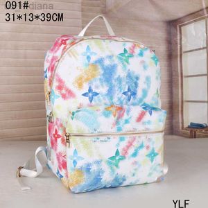 School Bags Designers Young boys girls bags Large capacity mens and womens schoolbag Backpack Nylon Canvas Material Halo dyeing tie dyed Z230802