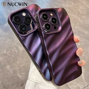 Случаи по сотовым телефонам для iPhone 14 Pro Max Luxury Silk Pattern Case для iPhone 13 12 11 Pro Max Aurora Pure Color Soft Silicone Shock -Reseep Back Cover L230731