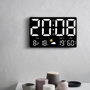 Wall Clocks Oversized Screen Clock LED Digital Alarm Temperature Humidity Week Date Display Rectangle