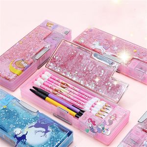 Estojo Estojo Unicórnio Kawaii Estuche Trousse Areia Movediça Estojo Flor Cute Piornik Escolar Kalemlik Papelaria Coreana 230802