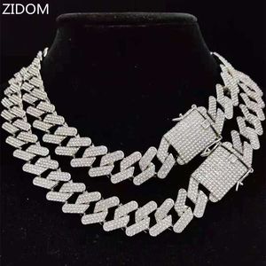 Strands Mężczyźni Top Hop Chain Naszyjnik Wysokiej jakości szerokość 20 mm szerokość Rhombus Cuban Cuban Out Bling Tophop Fashion Charmerd 230613