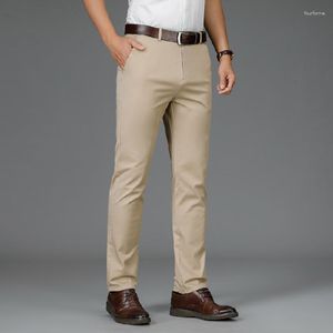 Calça masculina de verão, ajuste moderno, calça de desempenho 2023, masculina, leve, inteligente, casual, reta, terninho médio, calça cáqui