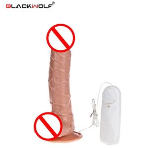 Dildos/Dongs Black Wolf 19cm Ogromne dildo super miękka silikonowa prędkość wielki wibrator dildo realistyczny penis z ssącą kubek seksualny dla kobiety 230801