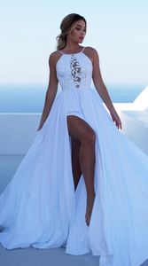 Casual Dresses Women Simple Chic White Bohemian Long Wedding Dress Sexig backless Spaghetti Beach Lady Red Lace Elegant Evening Party Gown