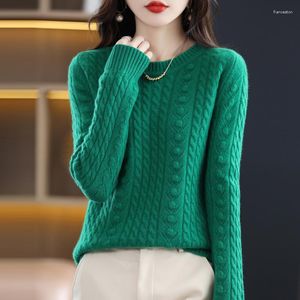 Women's Sweaters Pure Wool Round Color Matching Crochet Bottoming Shirt Ladies Autumn And Winter Solid Knitted Sweater Loose Top