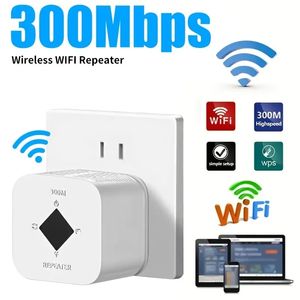 レンジエクステンダー、ワイヤレスリピーターインターネット信号ブースター、300Mbps 2.4GHzネットワークアンプ、WPSワンキー暗号化、APモードをサポート