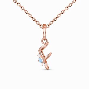 Hot Selling S925 Sterling Silver Letter F Moonstone Pendant Rose Gold Necklace Female Minority Design Jewelry